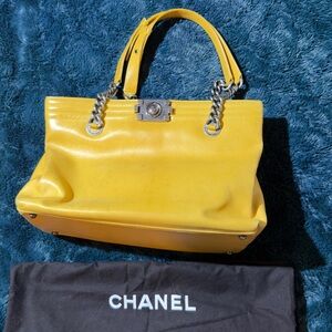 Chanel mustard  Leather Shoulder Bag